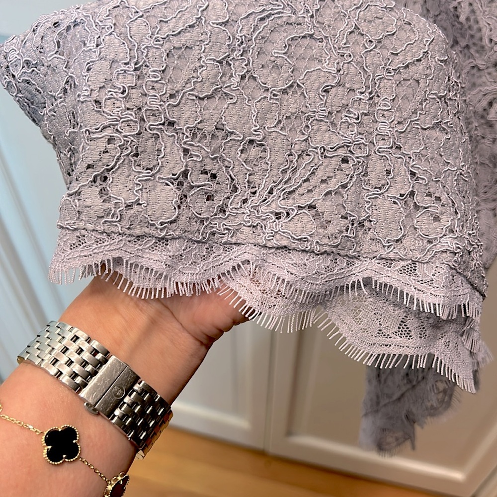 ✨ Adrianna Papell ✨ NWT Guipure Lace Blouson Dress Light Dove Size 6 - Picture 10 of 10